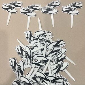 23 DecoPac Black and White Golf Shoe Cupcake Toppers Cake Baking Golfing Retire